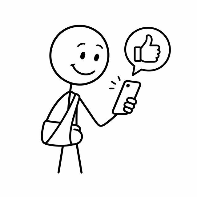 A patient leaving a review on their phone